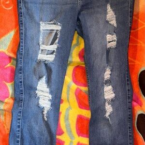 Hollister Distressed Skinny Jeans - Blue
